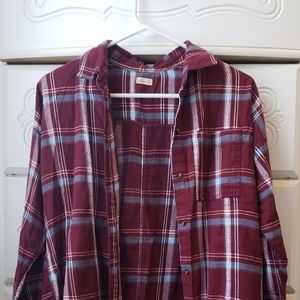 Flannel, maroon button up